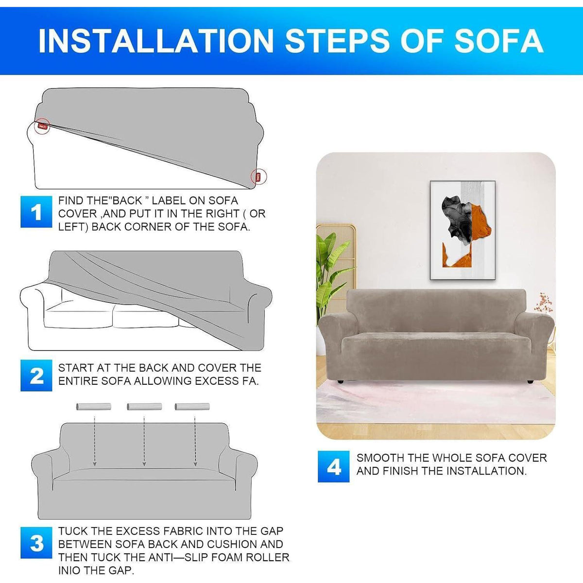 Samt Sofaüberzug 1 Sitzer – Rutschfest & Pflegeleicht