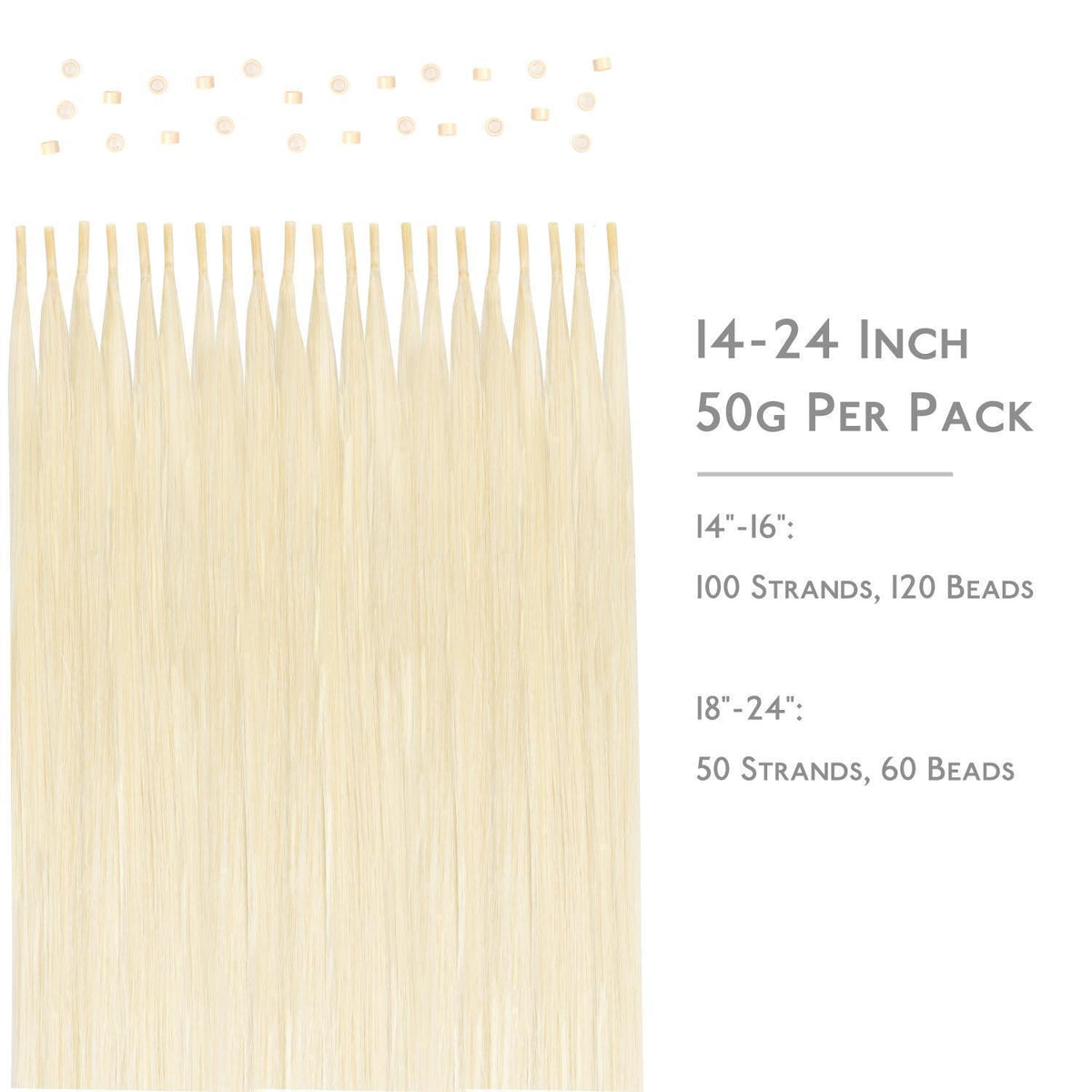 Echthaar I Tip Extensions Platinblond 60cm Haarverlängerung
