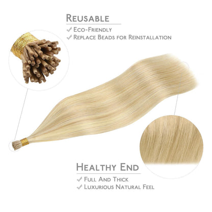 Echthaar Haarverlängerung I Tip Hellblond Highlights 55cm