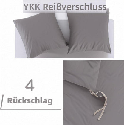 AYSW Winter Bettwäsche Microfaser 135x200cm + Kissen 40x80cm Silbergrau