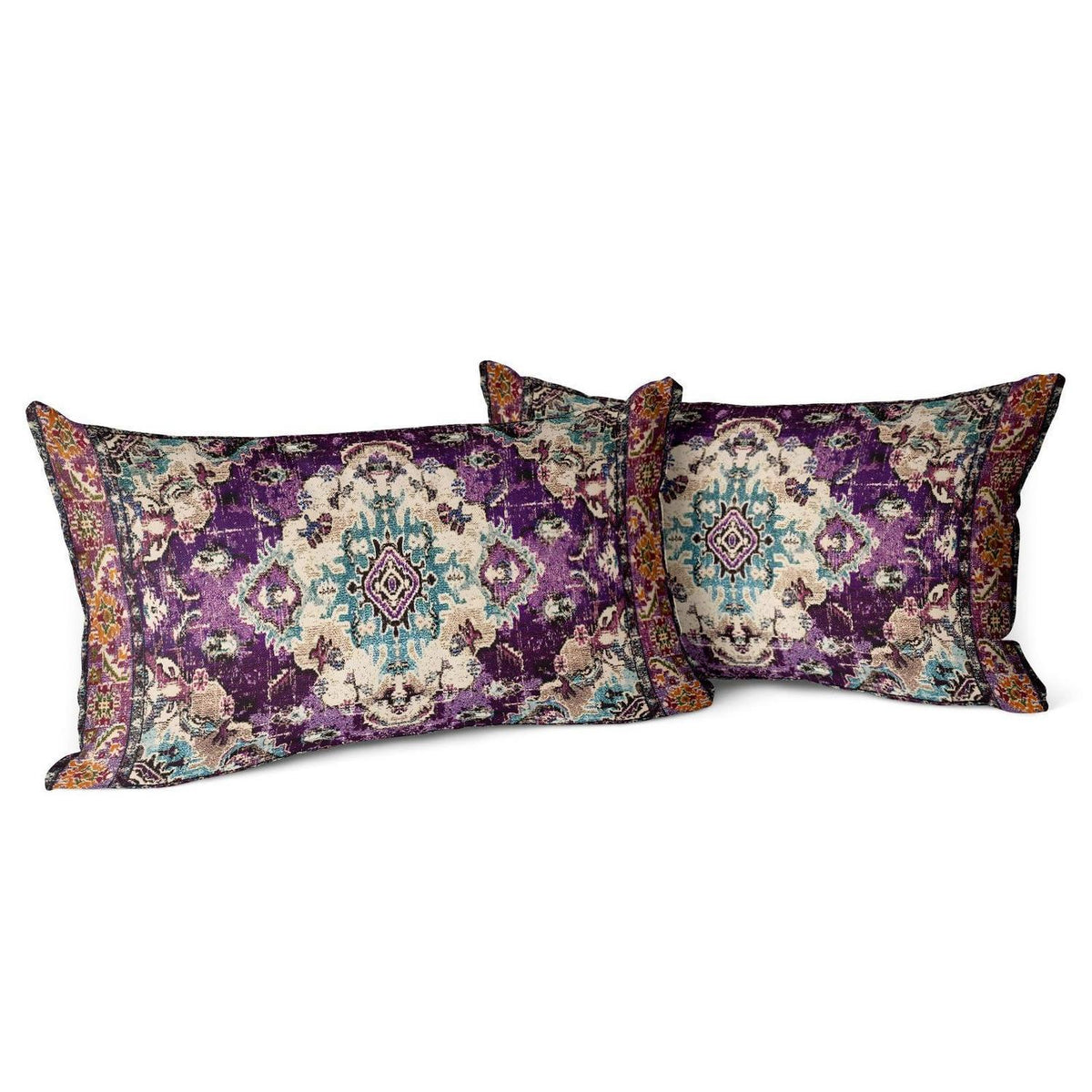 Boho Kissenbezüge 2er Set Samt 30x50 Lila Retro Ethno