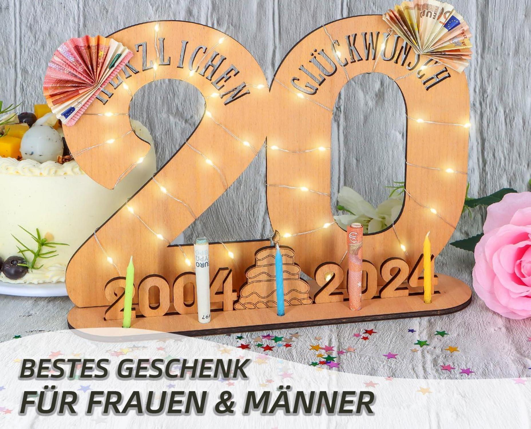 Personalisiertes LED Gästebuch Holz-Schild Geldgeschenk