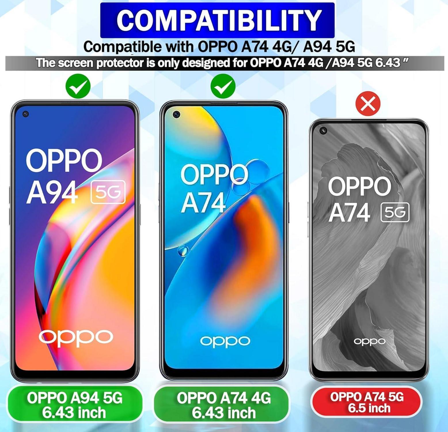 Panzerglas Oppo A74 4G A94 5G Displayschutzfolie 3 Stück