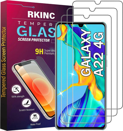 Displayschutzfolie Panzerglas für Samsung Galaxy A22 4G 3er Pack 9H