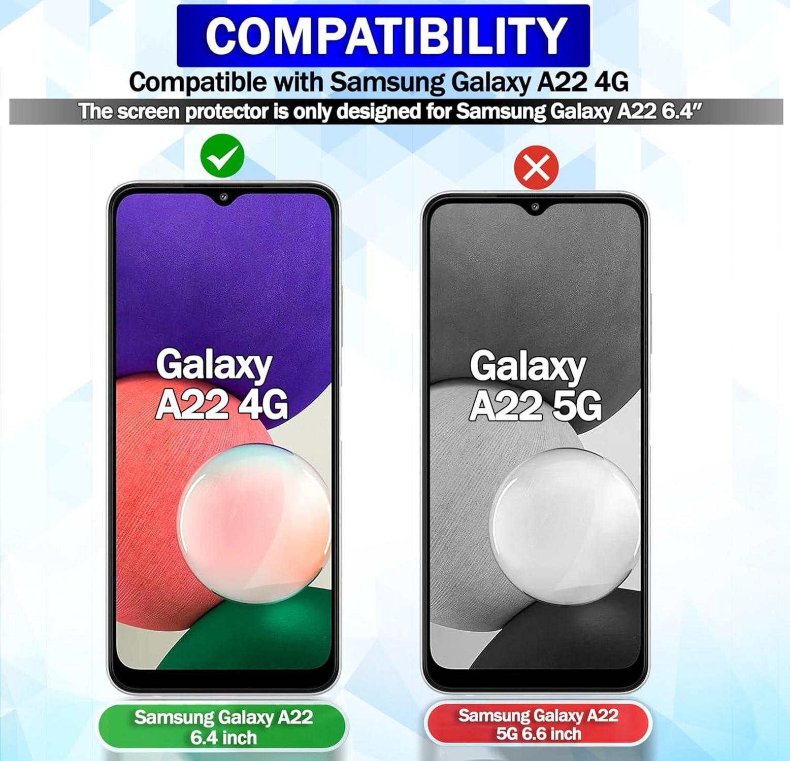 3x Panzerglas Displayschutz Samsung Galaxy A22 4G 0,33mm HD