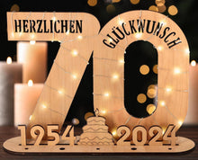 Personalisiertes Geldgeschenk 70. Geburtstag mit LED-Lichterkette