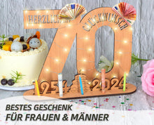 Personalisiertes 70. Geburtstag Geschenk mit LED