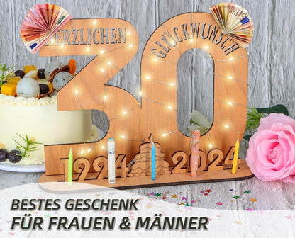 Personalisiertes Holz Gästebuch mit LED Lichterkette