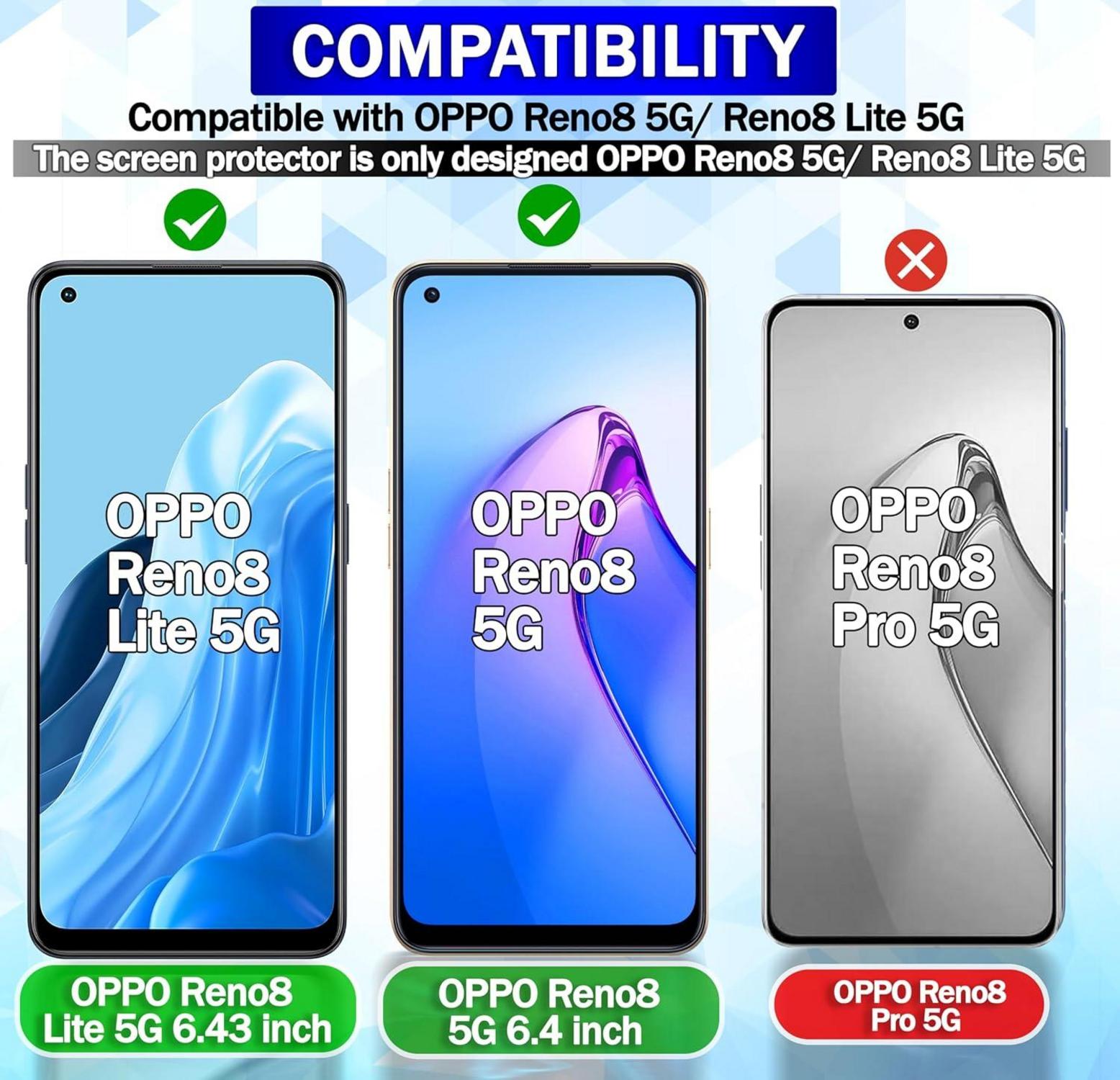 3er Pack Panzerglas Displayschutz OPPO Reno 8 5G 8 Lite 5G