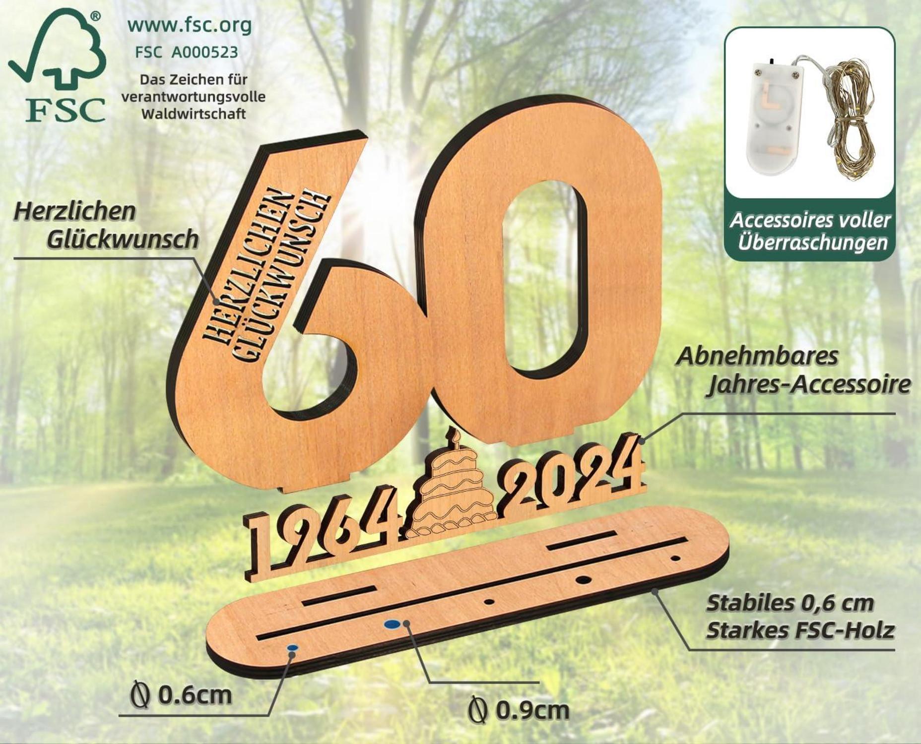 Personalisiertes LED Gästebuch Holzschild - Geldgeschenk 80. Geburtstag