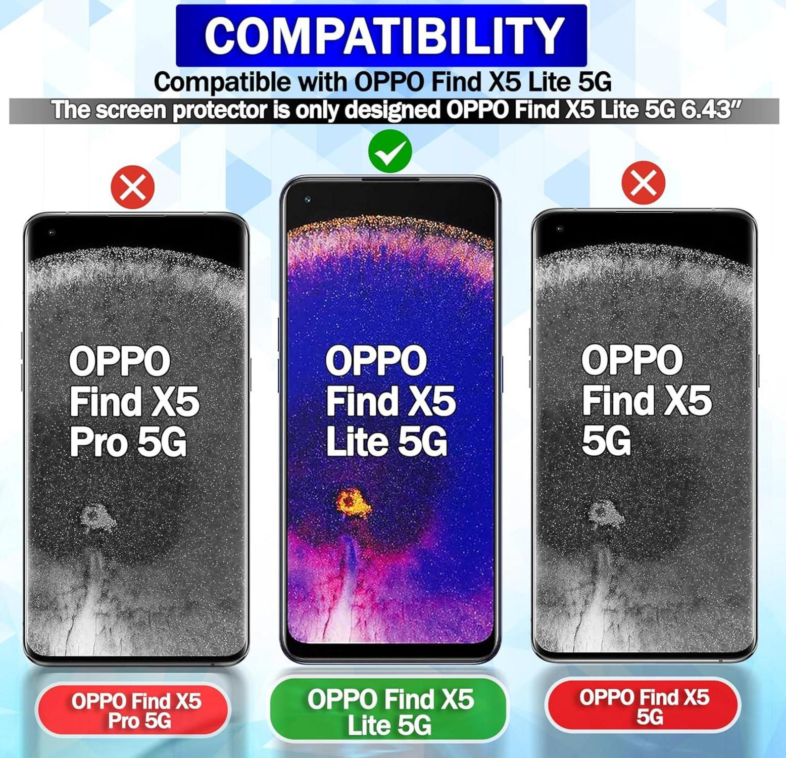 Panzerglas Displayschutzfolie Oppo Find X5 Lite 3 Stück 9H