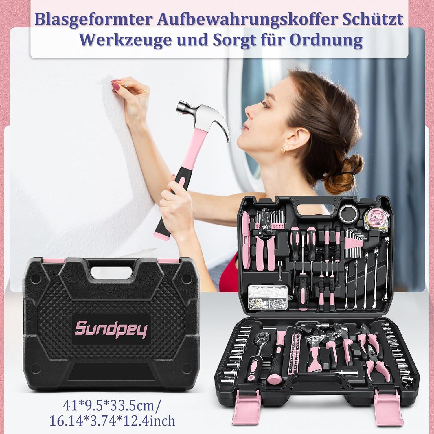 Werkzeugkoffer gefüllt 281tlg Multifunktions-Set in Rosa