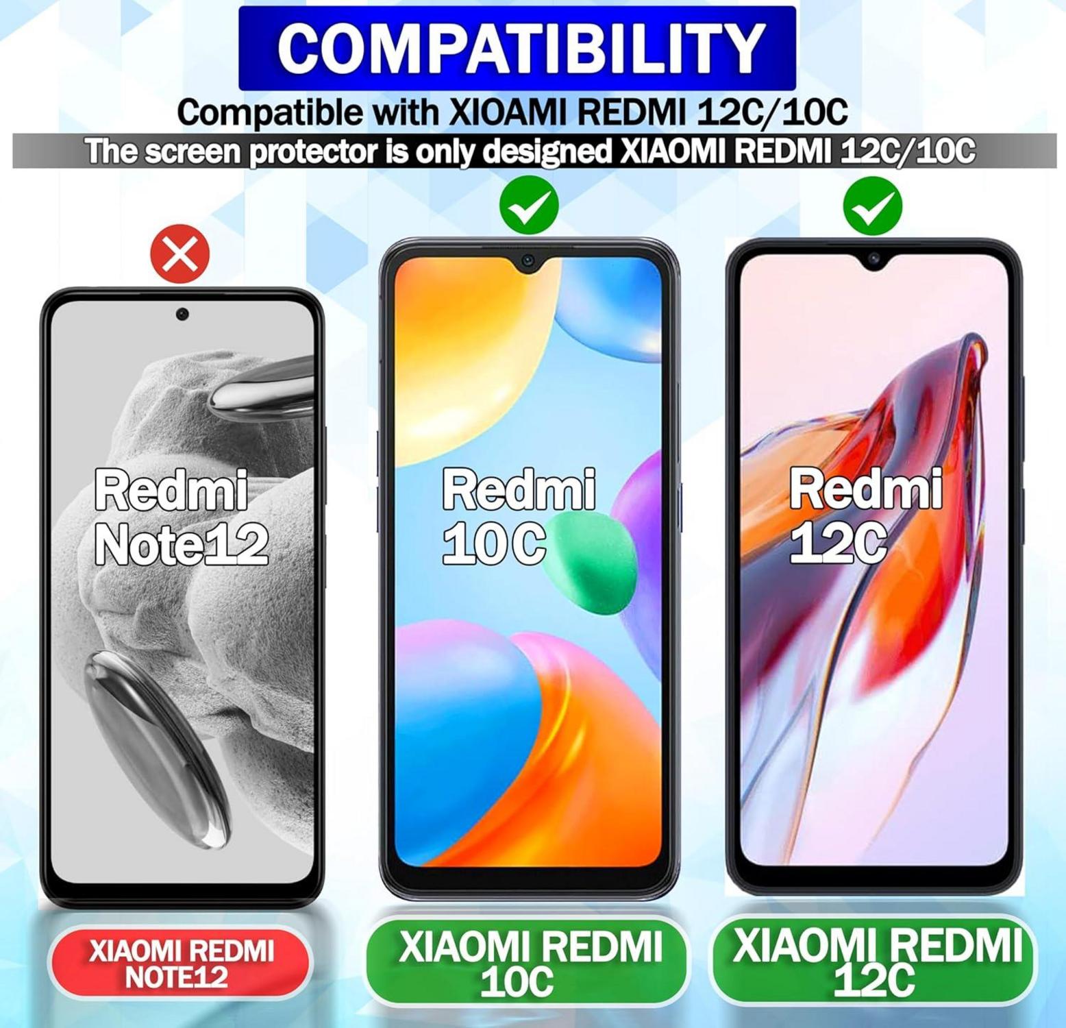 3er Pack Panzerglas Displayschutz Xiaomi Redmi 12C & 10C