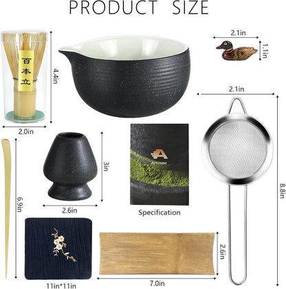 Artcome Bluestone Glaze Matcha Tee Set mit Bambus Zubehör