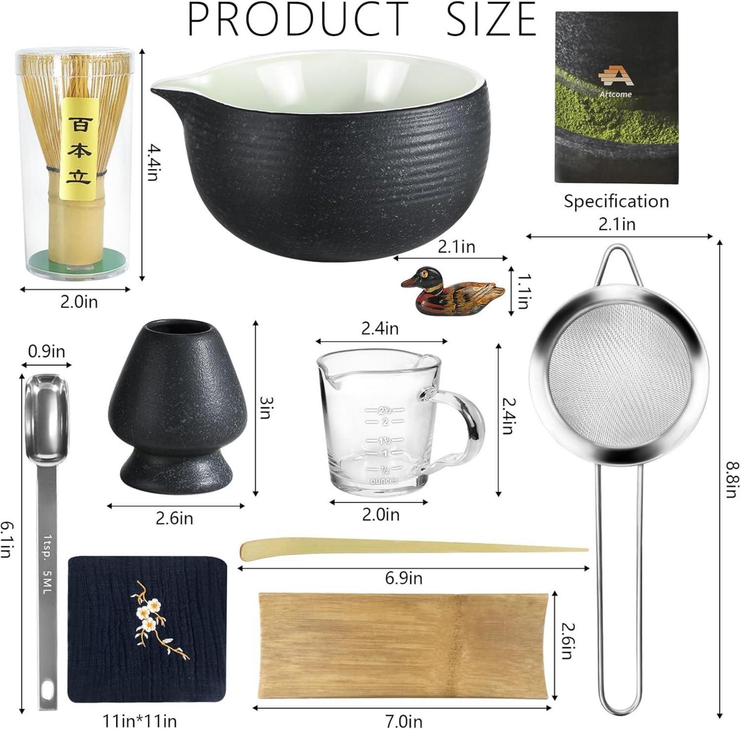 Matcha-Kit mit Blausteinglasur und Bambus, 10-teilig