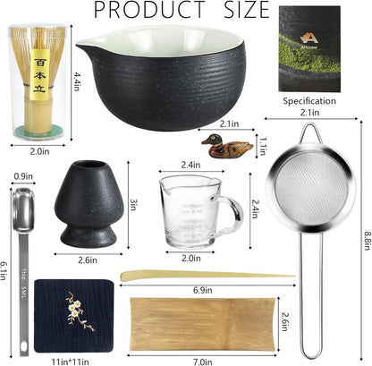 Matcha-Kit mit Blausteinglasur und Bambus, 10-teilig