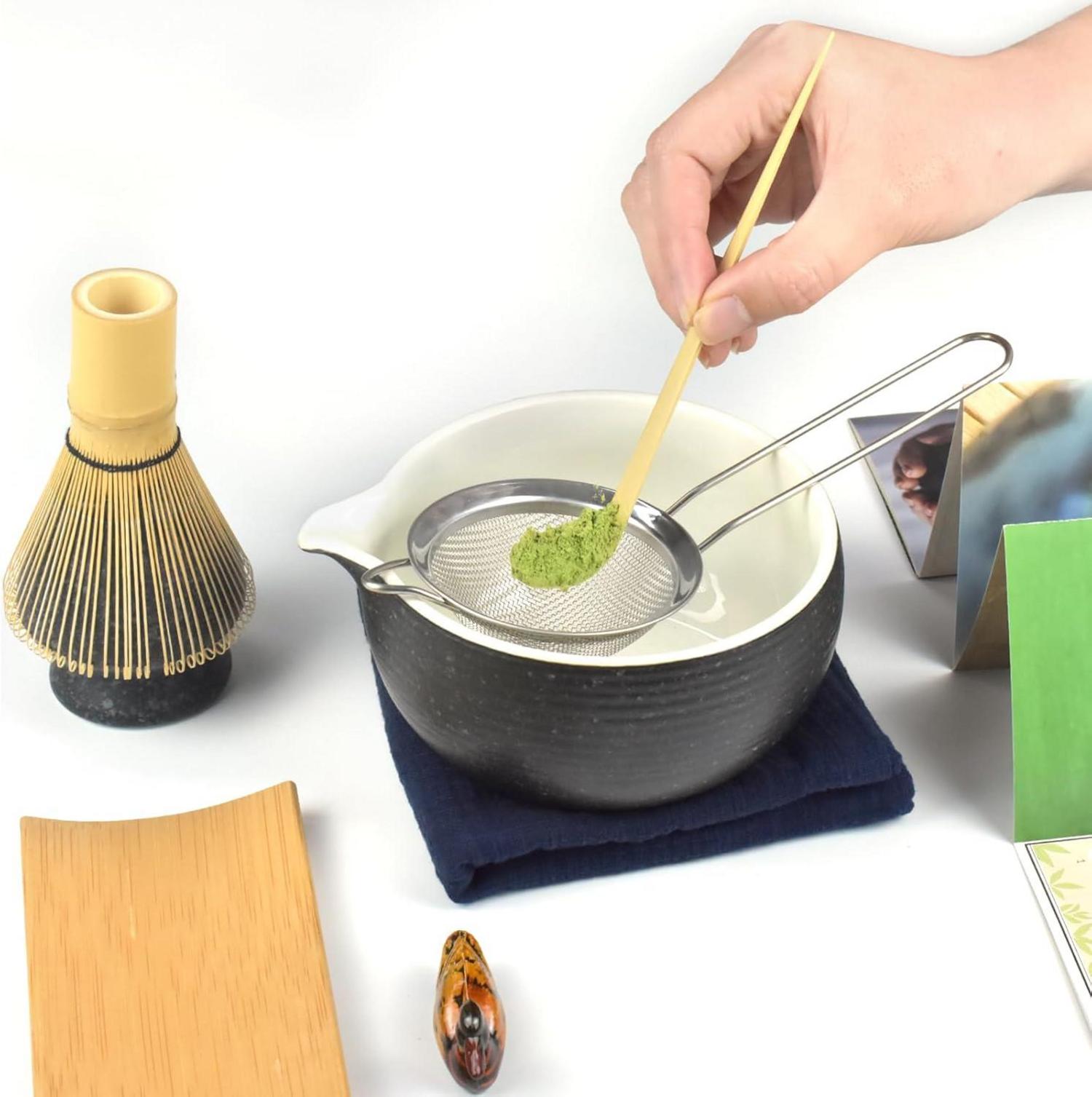 Artcome Matcha-Set: Schüssel, Schneebesen, Teeschaufel, Pulversieb, Teezeremonie