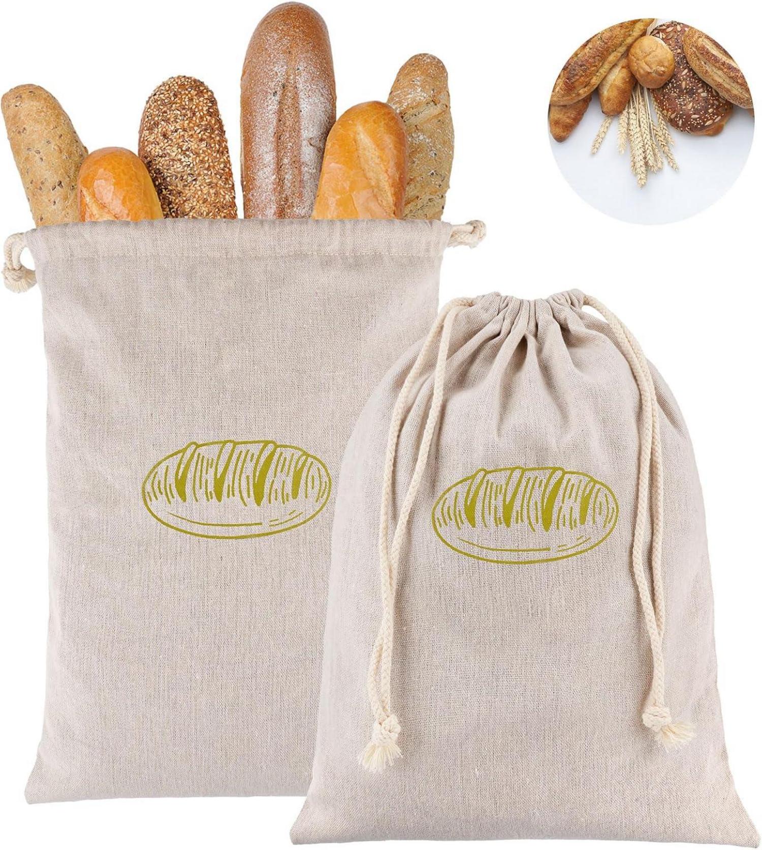 Wiederverwendbare Brotbeutel Leinen 2 Stück Aufbewahrung Frischhalten