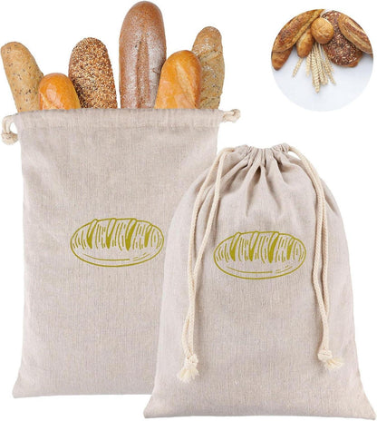 Wiederverwendbare Brotbeutel Leinen 2 Stück Aufbewahrung Frischhalten