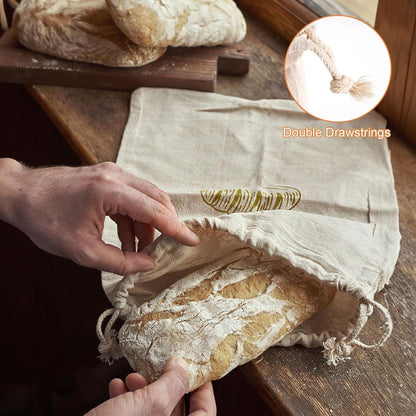Wiederverwendbare Brotbeutel Leinen 2 Stück Frischhalten