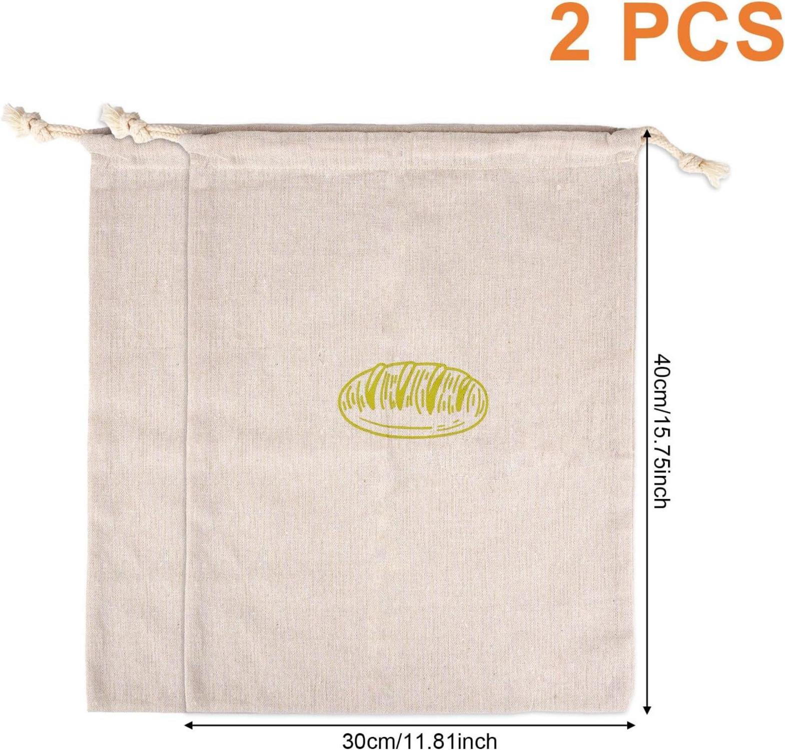 Brotbeutel Leinen Wiederverwendbar Aufbewahrung Frischhalten 2er Set Kordelzug
