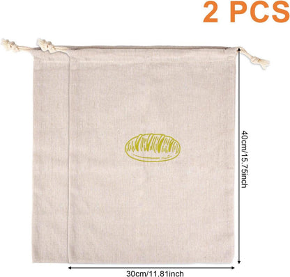 Brotbeutel Leinen Wiederverwendbar Aufbewahrung Frischhalten 2er Set Kordelzug