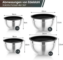 Edelstahl Rührschüssel Set, 4er Salatschüssel mit