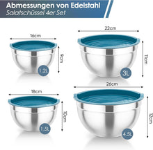 Edelstahl Rührschüssel Set mit Deckel, Salatschüssel 4er