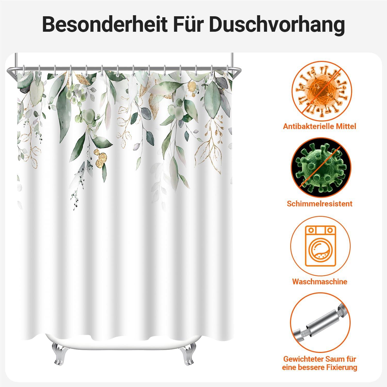 Duschvorhang Goldene Blätter 240x180cm Antischimmel wasserabweisend 16