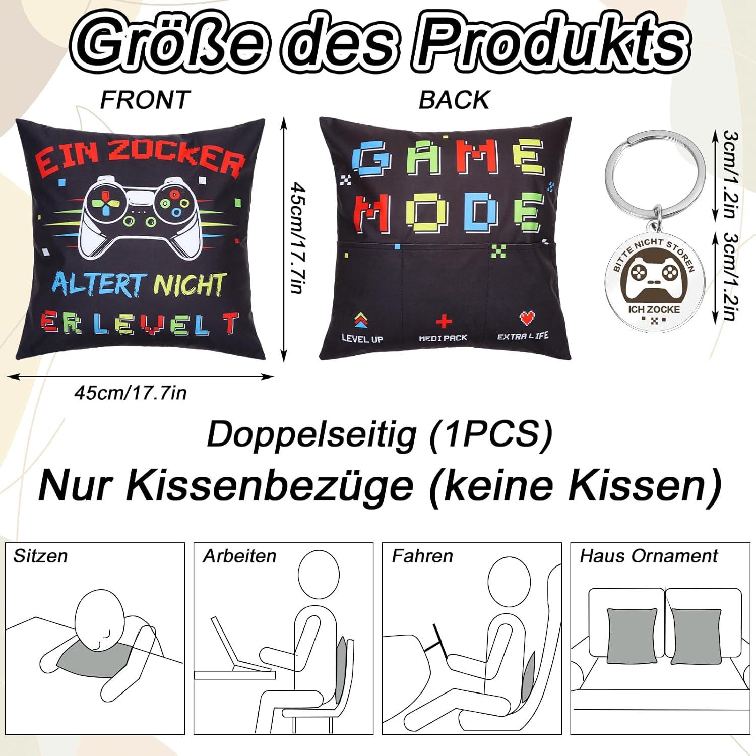Originelles Dekokissen 45x45 cm Männerkissen mit 3 Taschen
