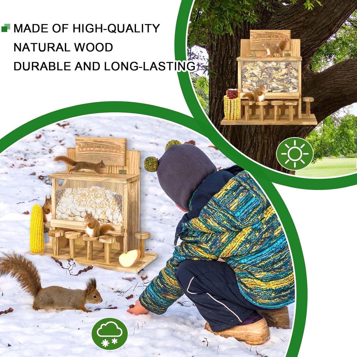 Eichhörnchen Futterhaus Kiefernholz Maiskolbenhalter Draußen Chipmunk