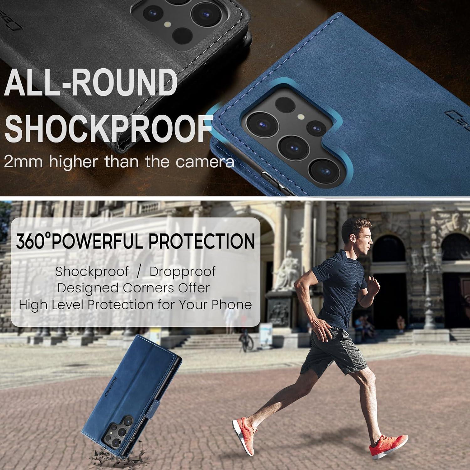 Samsung Galaxy S24 Ultra 5G Handyhülle Leder Klapphülle Blau