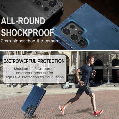 Samsung Galaxy S24 Ultra 5G Handyhülle Leder Klapphülle Blau
