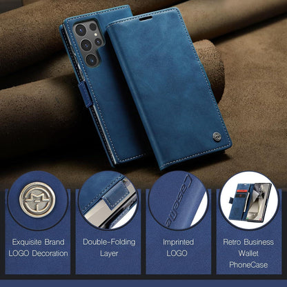 Samsung Galaxy S24 Ultra 5G Handyhülle Leder Klapphülle Blau