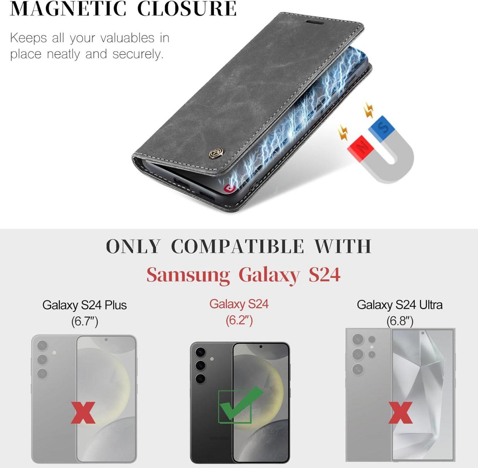 Samsung Galaxy S24 5G Handyhülle Premium Leder Flip Case