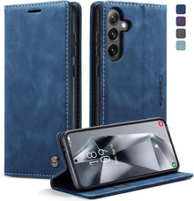 Handyhülle für Samsung Galaxy S24 5G Leder Blau Schutzhülle
