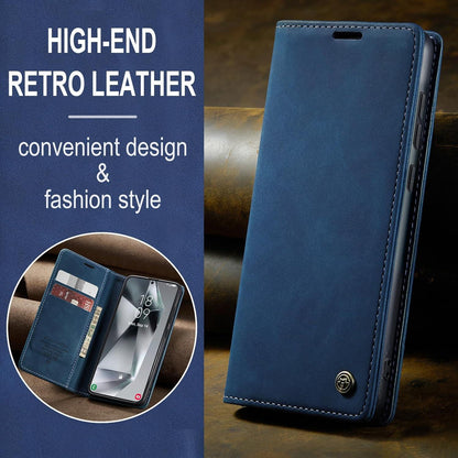 Handyhülle Samsung Galaxy S24 5G Premium Leder Klapphülle Blau