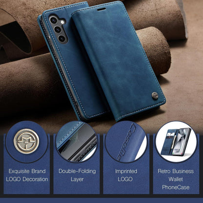 Samsung Galaxy S24 5G Handyhülle Leder Flip Case Blau Magnet Standfunktion