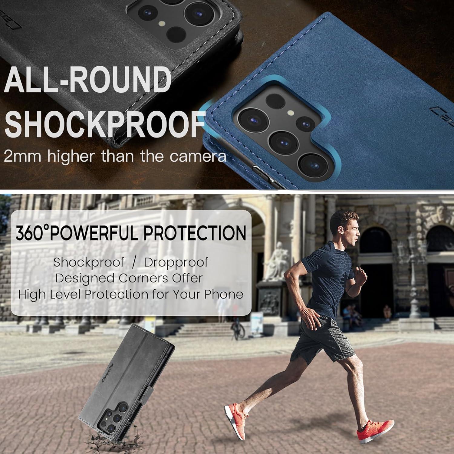 Handyhülle Samsung Galaxy S24 Ultra 5G Leder Flip Case Tasche Grau