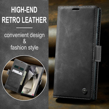 Handyhülle Samsung Galaxy S24 Ultra 5G Leder Flip Case Grau