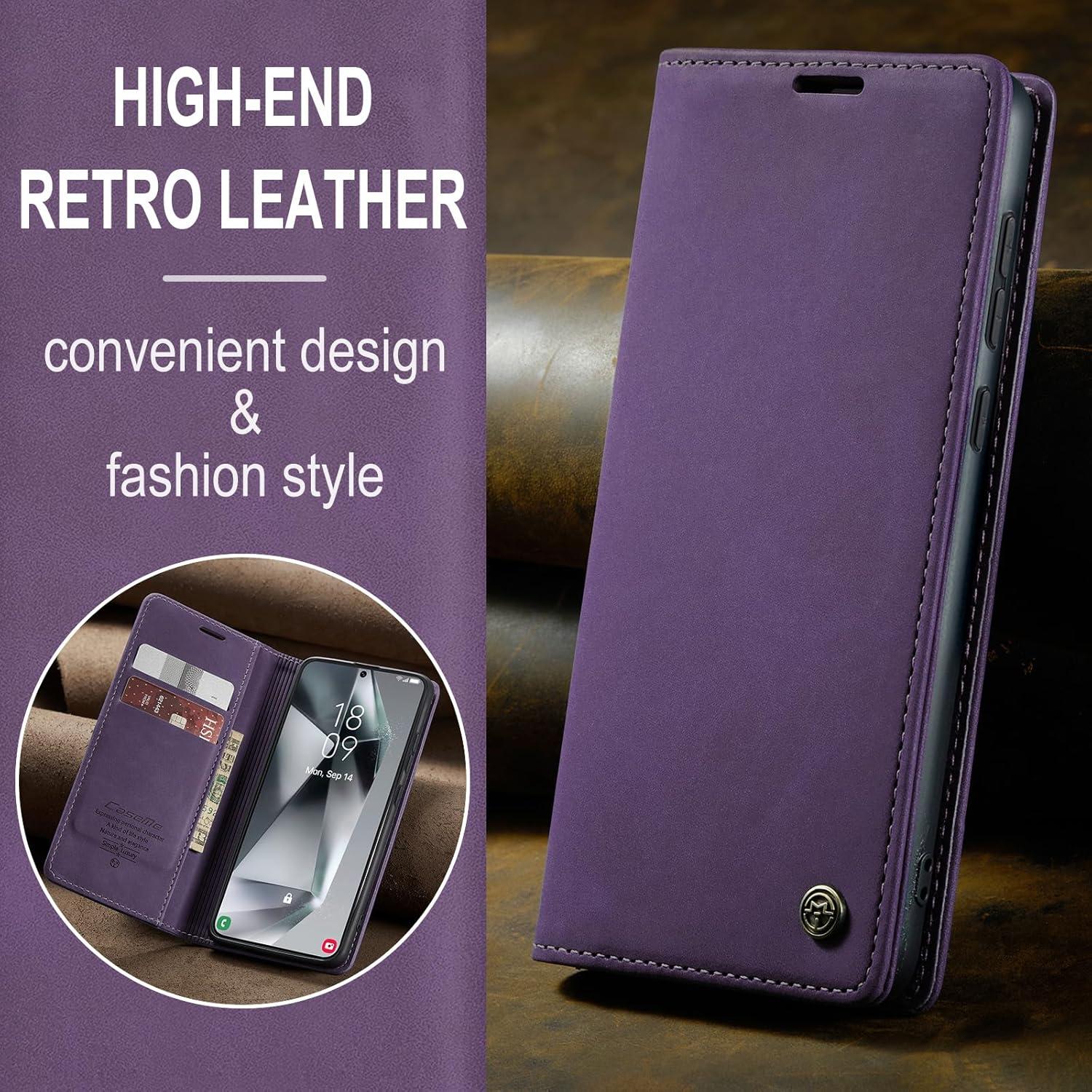 Samsung Galaxy S24 5G Handyhülle Leder Flip Case Standfunktion lila