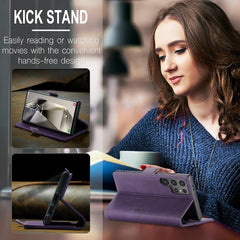 Samsung Galaxy S24 Ultra 5G Hülle - Premium Leder Flip Case mit Magnet und Standfunktion - Lila