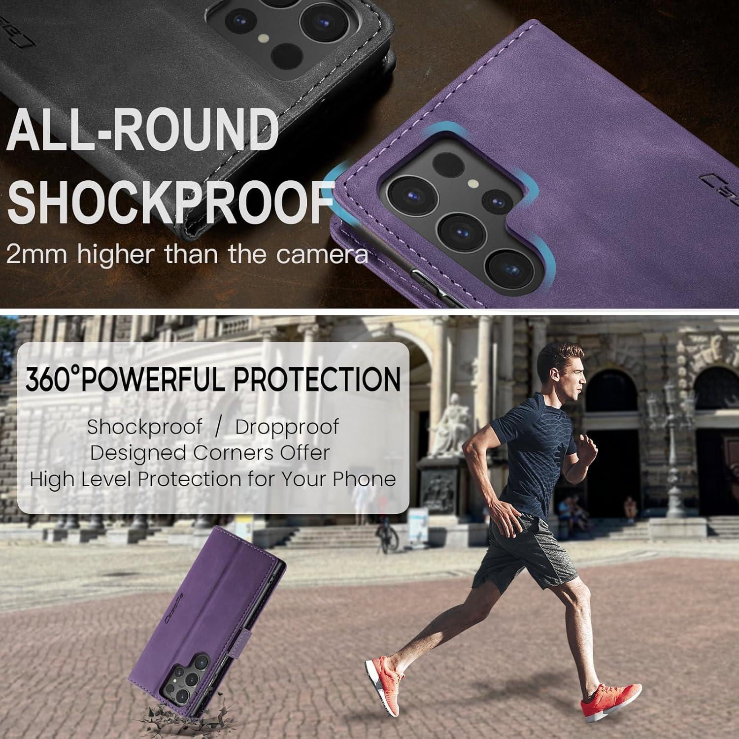 Handyhülle Samsung Galaxy S24 Ultra 5G Lila Premium Leder Flip Case