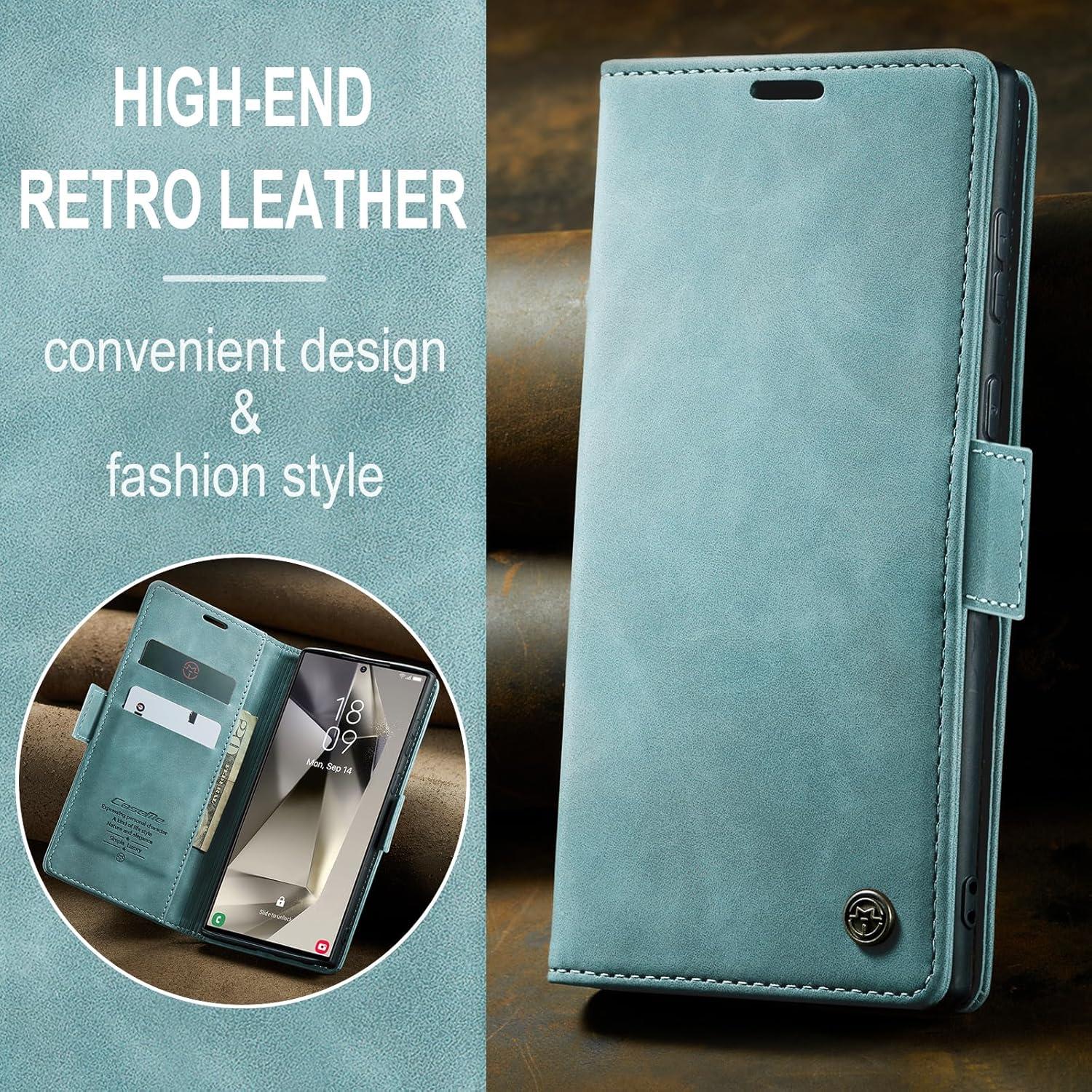 Handyhülle Samsung Galaxy S24 Ultra 5G Premium Leder Flip Case Magnet