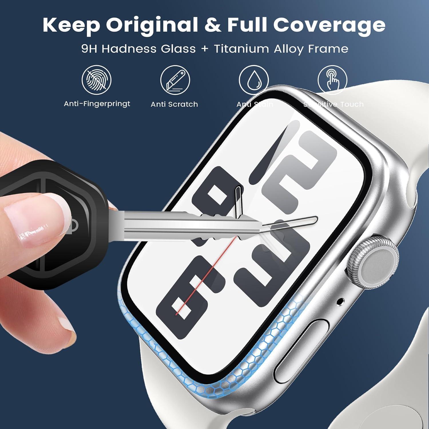 Displayschutzfolie Apple Watch 40 mm Serie 9 8 7 Titan + 9H
