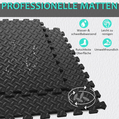 Fitness Bodenschutzmatten-Set 12/24/48 Puzzlematten 10mm Fitnessmatte