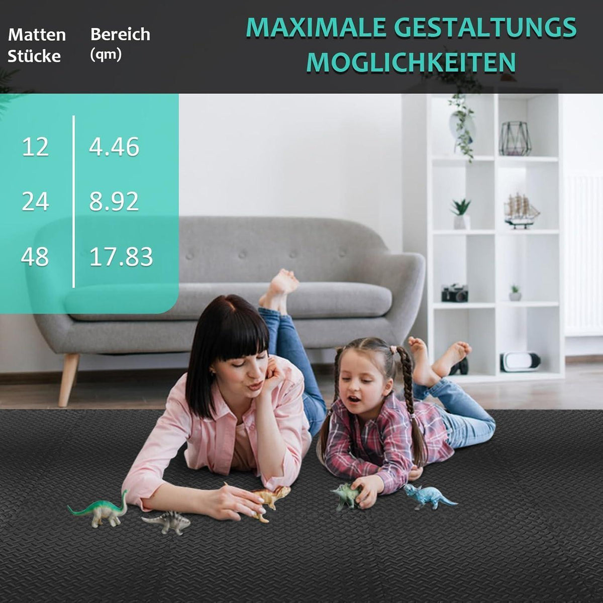Fitness Bodenschutzmatte 61x61cm Puzzlematte 10mm Dicke Rutschfest