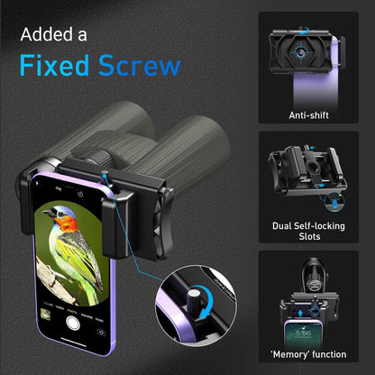 APEXEL Universal Handy Adapter mit Fernauslöser 360° Drehung Kompatibel mit Fernglas Monokular und Mikroskop自治Teleskop Adapter für Alle Smartphones