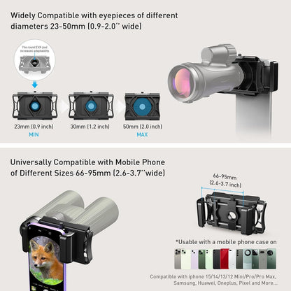 Universal Handy Adapter mit Fernauslöser 360° Drehung für Fernglas