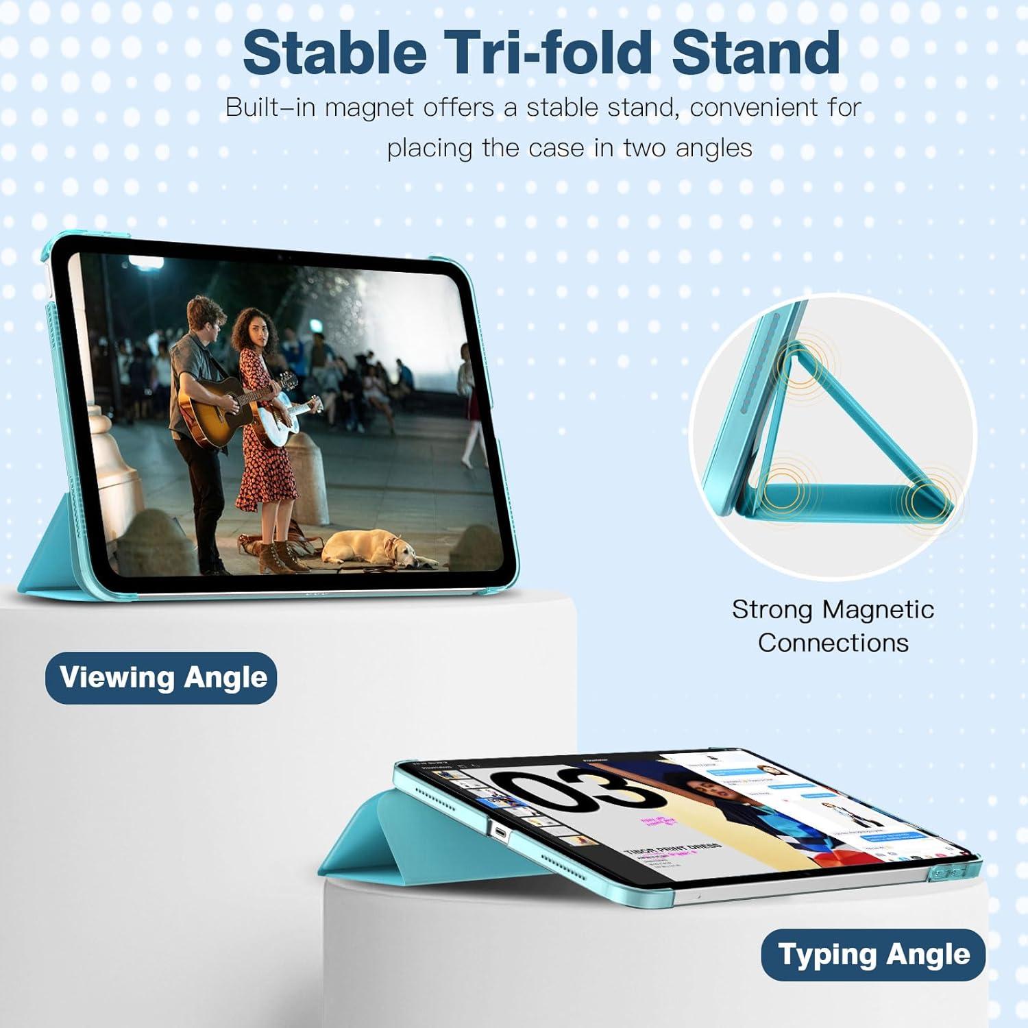 Schutzhülle für iPad 10 Generation 10,9 Zoll 2022 Smart Cover Stand Azurblau